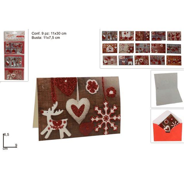 Κάρτα Ευχετήρια Χριστουγεννιάτικη Σετ 9/τεμ 6.5x9cm