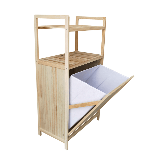 Καλάθι Απλύτων Ξύλινο Με Ραφιέρα Ξύλου Ανοιχτό TnS 33-950-2345