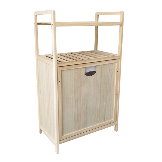 Καλάθι Απλύτων Ξύλινο Με Ραφιέρα Ξύλου Ανοιχτό TnS 33-950-2345