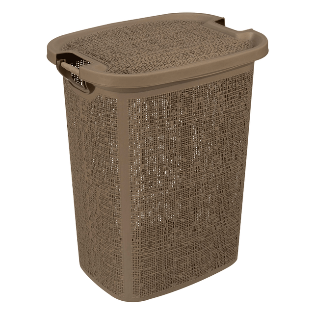 Καλάθι Απλύτων Πλαστικό Με Ξύλινες Λαβές 60lit Καφέ TnS 32-800-1817