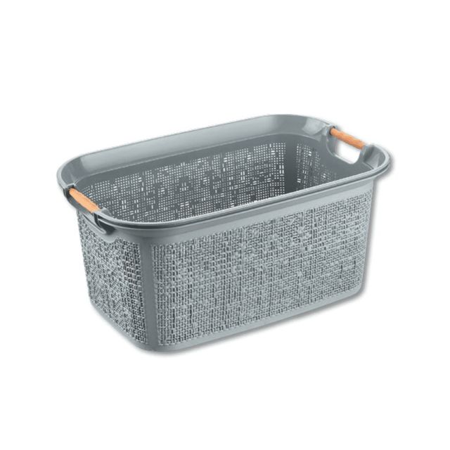 Καλάθι Απλύτων Πλαστικό με Ξύλινες Λαβές Γκρι 30lt TnS 32-800-1348