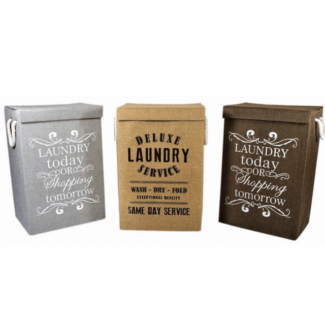 Καλάθι Απλύτων Υφασμάτινο Πτυσσόμενο με Καπάκι 40x30x60cm Sidirela E-3047