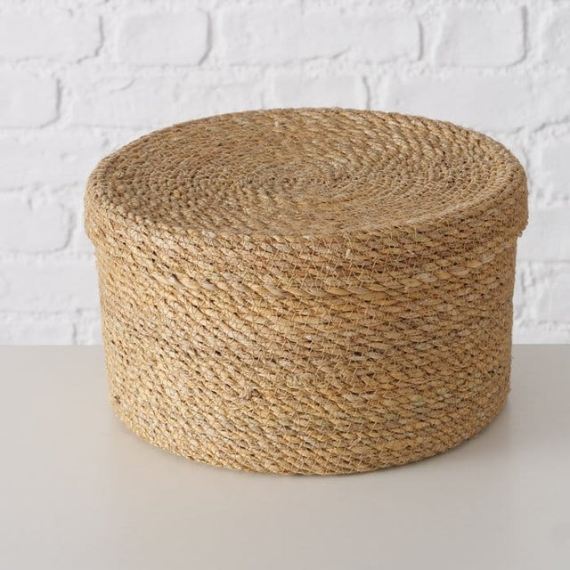 Καλάθι Αποθήκευσης Ψάθινο με Καπάκι H14x25cm Boltze