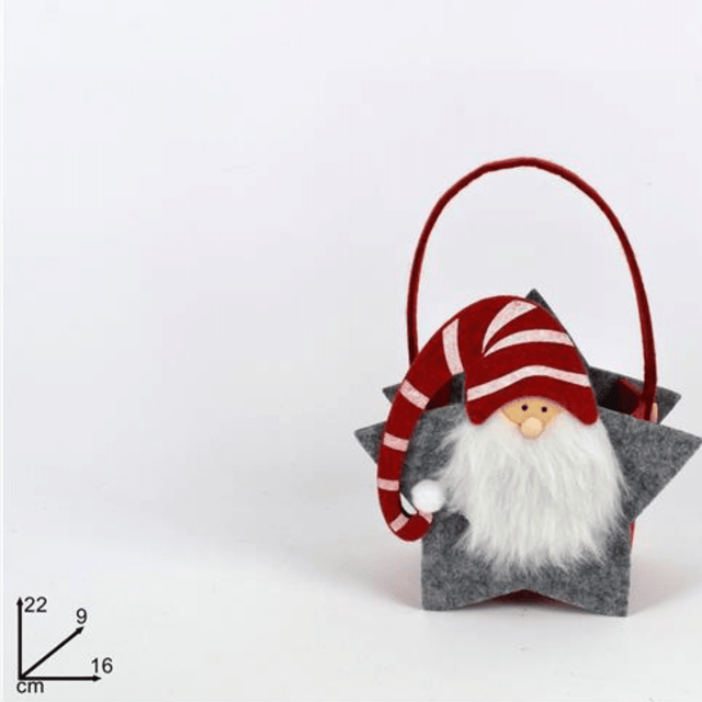 Καλάθι Χριστουγεννιάτικο σε Σχήμα Άγιο Βασίλη από Τσόχα Γκρι 22x9x16cm Welkhome