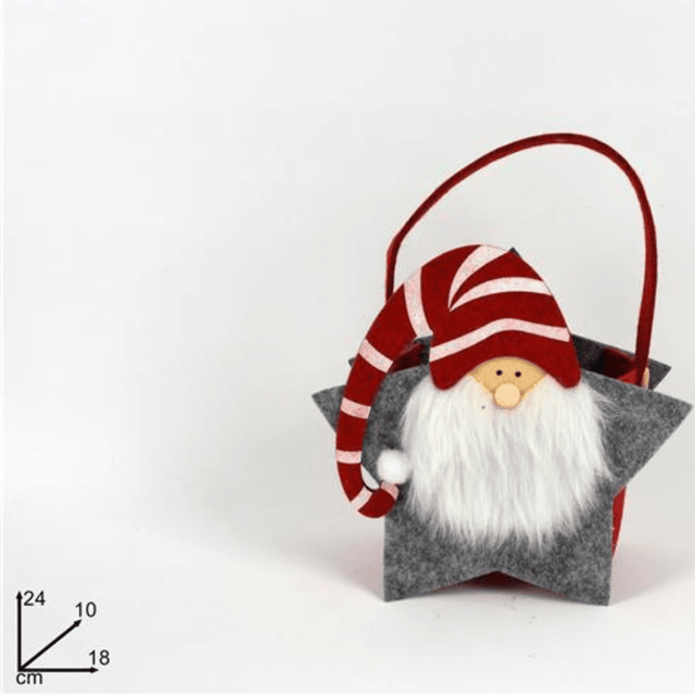 Καλάθι Χριστουγεννιάτικο σε Σχήμα Άγιο Βασίλη από Τσόχα Γκρι 24x10x18cm Welkhome