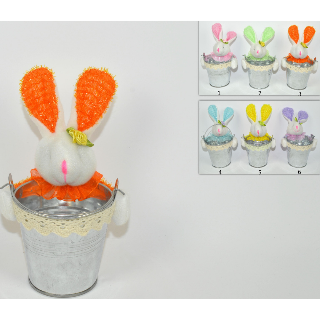 Καλάθι με Κουνελάκι Μεταλλίκο 16x10x9,5cm Art.RO008822 Welkhome