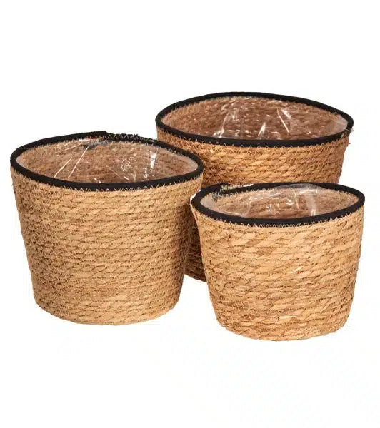 Καλάθια/Κασπώ Ψάθινα Σετ 3τμχ. Χρώμα Καφέ TnS 05-950-2967