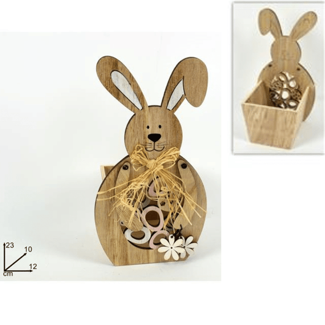 Καλάθι με Κουνέλι Ξύλινο 23x12x10cm Art.GI008834 Welkhome