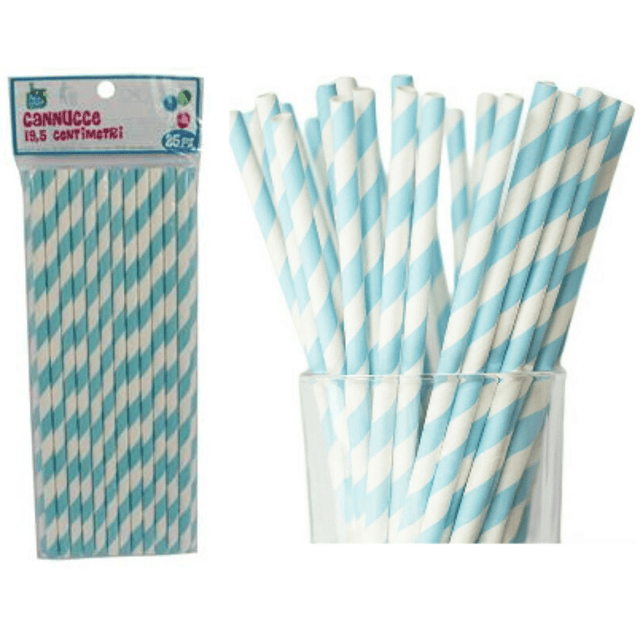 Καλαμάκια Χάρτινα 25τμχ. 19,5x0,5cm Ριγέ Welkhome