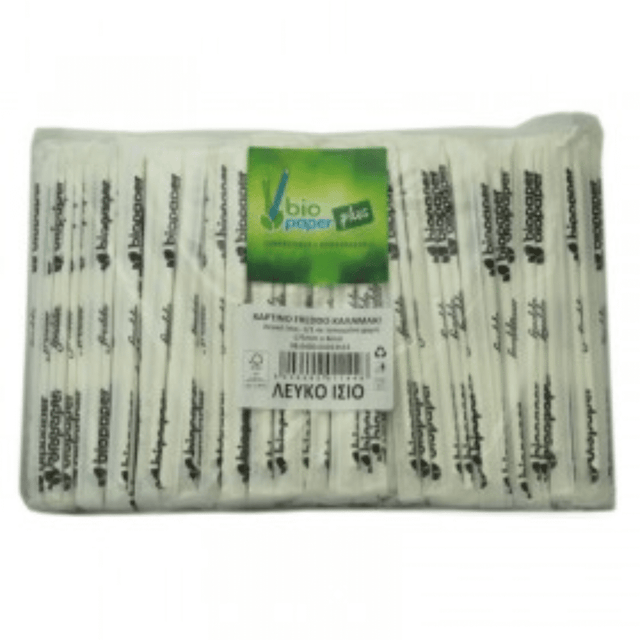 Καλαμάκια Χάρτινα Λευκά Freddo Bio Paper 500τεμ Θαλασσινός