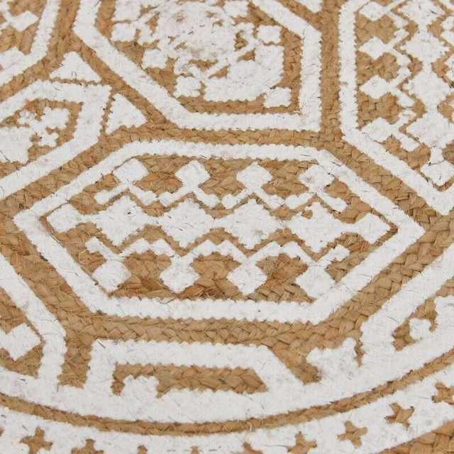 Χαλί Στρογγυλό Καλοκαιρινό Λευκό / Natural με Διάμετρο 90εκ. από Γιούτα Inart