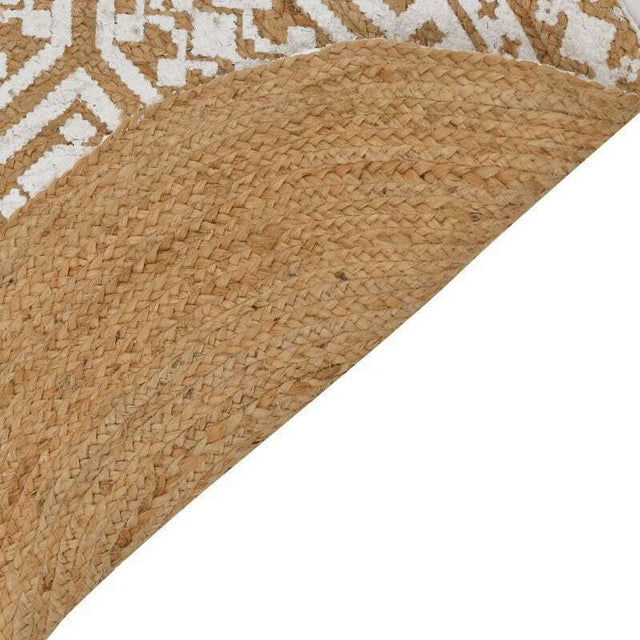 Χαλί Στρογγυλό Καλοκαιρινό Λευκό / Natural με Διάμετρο 90εκ. από Γιούτα Inart