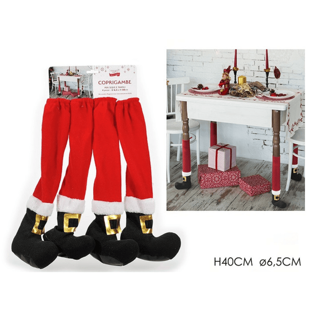 Καλύμματα Καρέκλας Χριστουγεννιάτικα Σετ 4 Τεμ. για τα Πόδια του Τραπεζιού 40x6,5 cm Art. 452663 General Trade