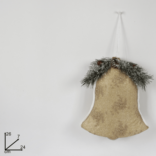 Καμπάνα Κρεμαστή Υφασμάτινη 24cm Χρώμα Χρυσό Welkhome