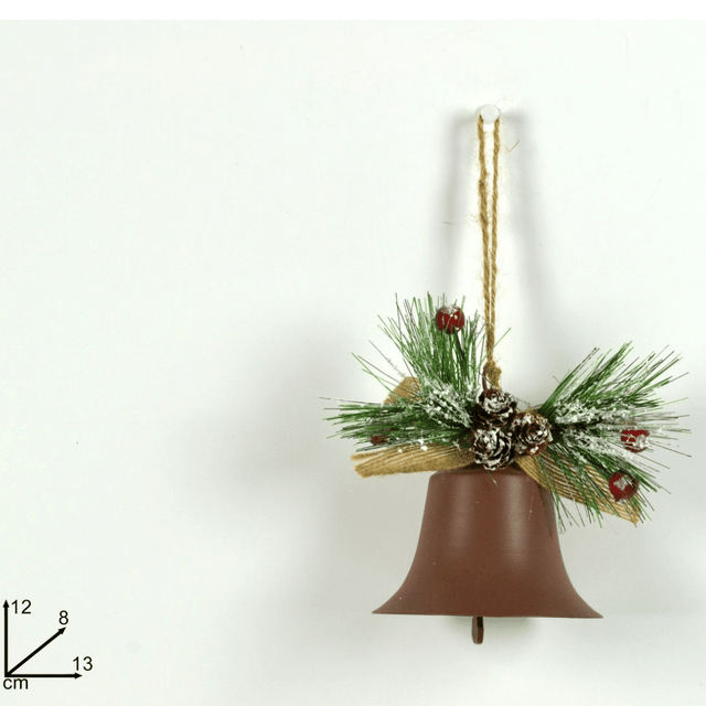 Καμπάνα Κρεμαστό Στολίδι Μεταλλική Χρώμα Καφέ 10cm Welkhome