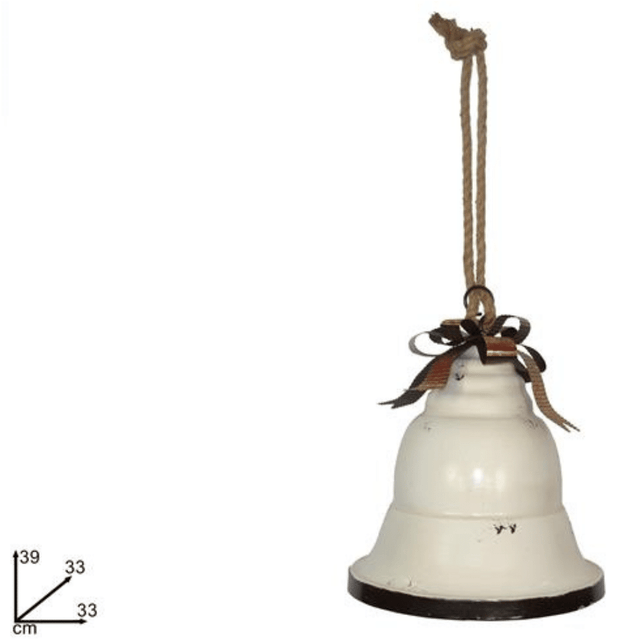 Καμπάνα Χριστουγεννιάτικη Κρεμαστή Μεταλλική 33x39 Χρώμα Λευκό Welkhome