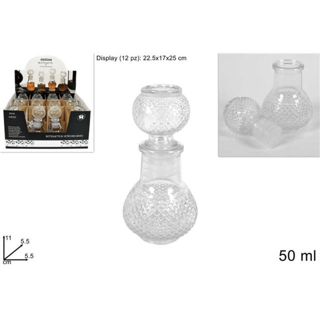 Καράφα Γυάλινη 50ml Με Πώμα 11x5,5x5,5cm Art.MO000863 Welkhome