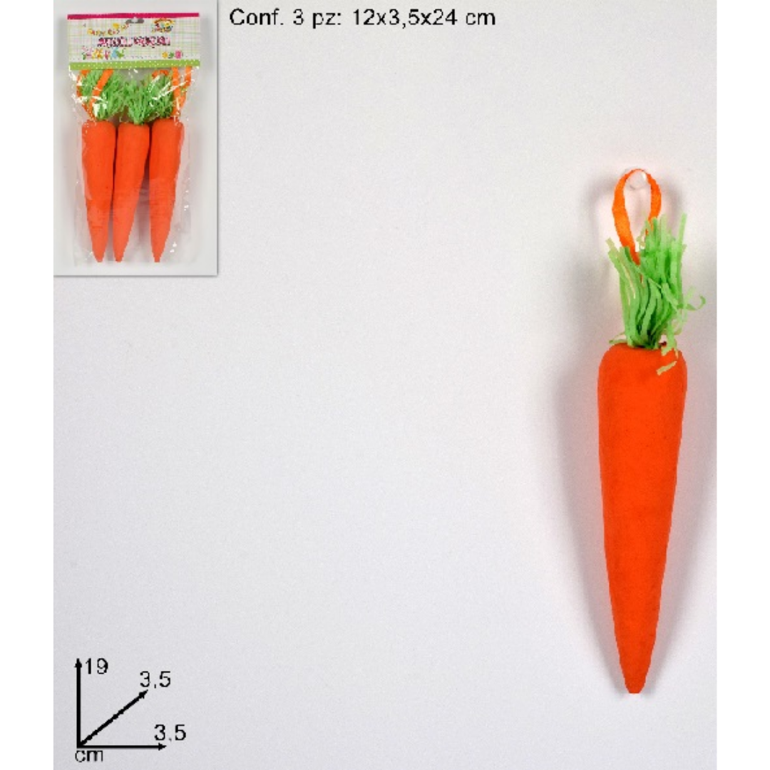 Καρότα Σετ 3Τεμ Κρεμαστά Διακοσμητικά 19X3,5X3,5cm Art.GD12606 Welkhome