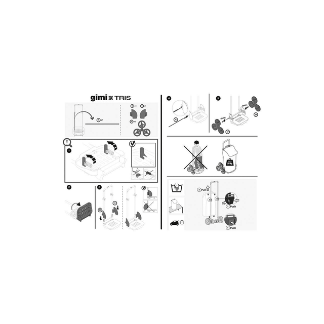 Καρότσι Λαϊκής Με 2 Τριπλές Ρόδες GIMI ITALY 52lt 41x35x93cm Μεταλλικό Αντοχή 30kg με Σάκο Πολυεστέρ