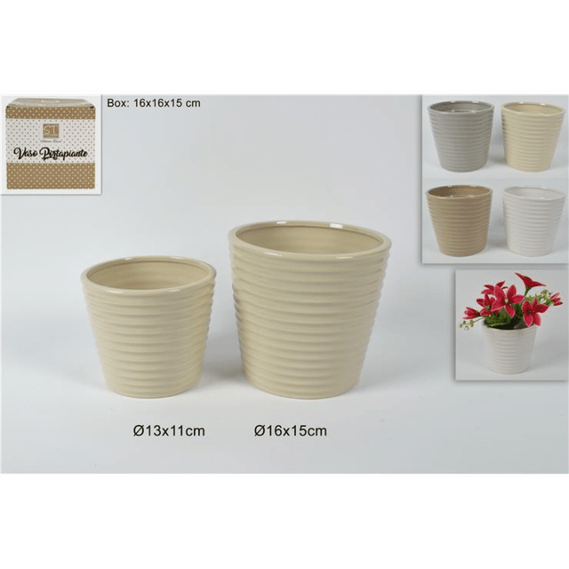 Κασπώ - Γλάστρα Σετ 2τμχ Κεραμικό 16x15cm & 13x11cm Welkhome