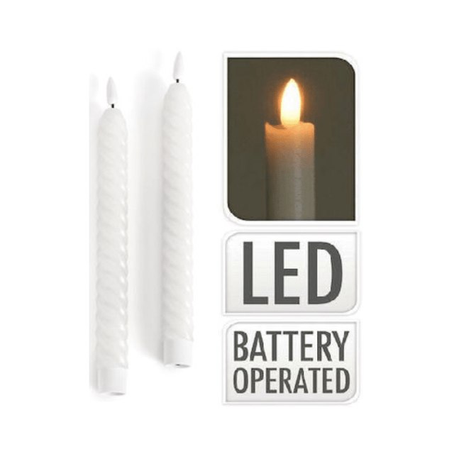 Κερία Διακοσμητικά Σετ 2τμχ LED Μπαταρίας Θερμό Φως 25x2cm TnS 05-950-2963