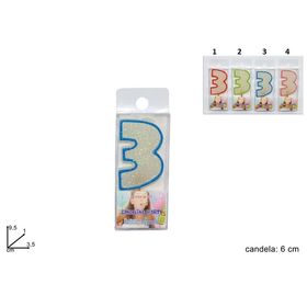 Κεράκια Γενεθλίων Αριθμός No3 σε Blister 6cm Art.043660 Welkhome