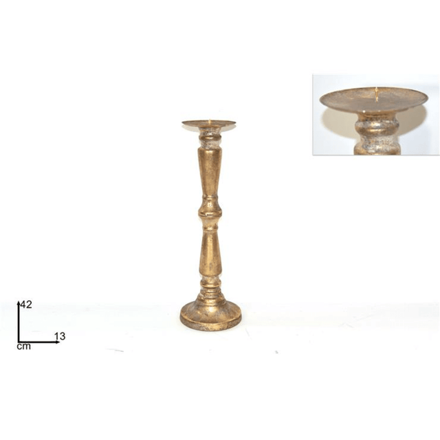 Κηροπήγιο Αντίκα Μεταλλικό Χρυσό 42cm Welkhome