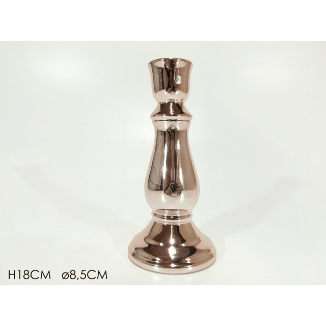 Κηροπήγιο Κεραμικό Χρώμα Ροζ Χρυσό 8.5x18cm General Trade