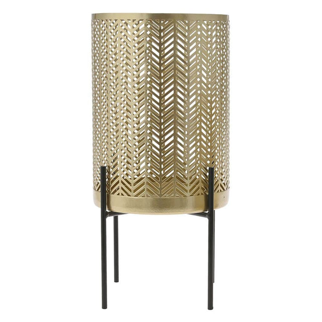 Κηροπήγιο Μεταλλικό Χρυσό Σε Μαύρη Μεταλλική Βάση Φ17x27cm Iliadis 81078