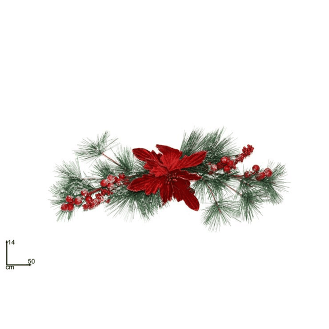 Χριστουγεννιάτικο Διακοσμητικό Κλαδί Κόκκινο Λουλούδι 50cm Welkhome