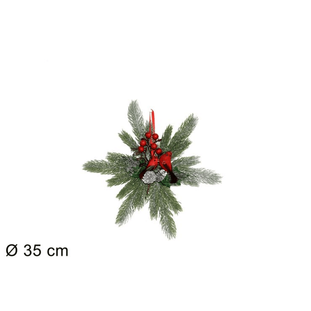 Χριστουγεννιάτικο Διακοσμητικό Κλαδί Κόκκινα Πουλιά 35cm Welkhome