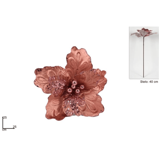 Χριστουγεννιάτικο Λουλούδι Δέντρου Ρόζ 40cm Welkhome