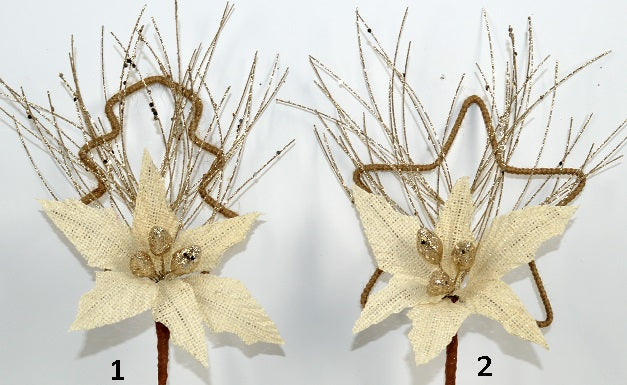 Χριστουγεννιάτικο Διακοσμητικό Κλάδι με Τεχνητό Λουλούδι Λευκό 42cm Welkhome