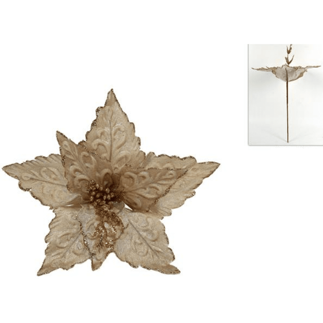 Χριστουγεννιάτικο Λουλούδι Δέντρου Χρυσό Φ32x28cm