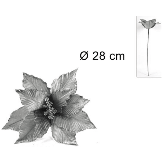 Χριστουγεννιάτικο Λουλούδι Δέντρου Ασημί Φ28x50cm Welkhome