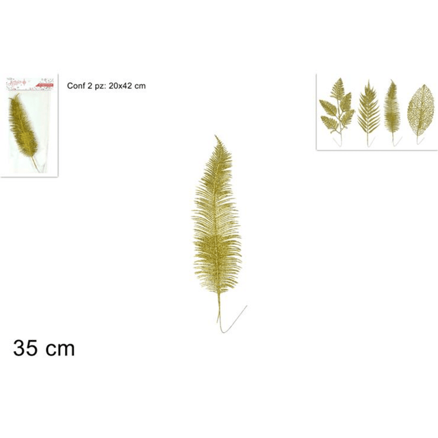 Χριστουγεννιάτικο Διακοσμητικό Κλαδί Χρυσό Σετ 2Τεμ. 35cm W19786-G Welkhome