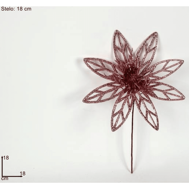 Χριστουγεννιάτικο Διακοσμητικό Λουλούδι Ροζ με Γκλίτερ 18cm Welkhome