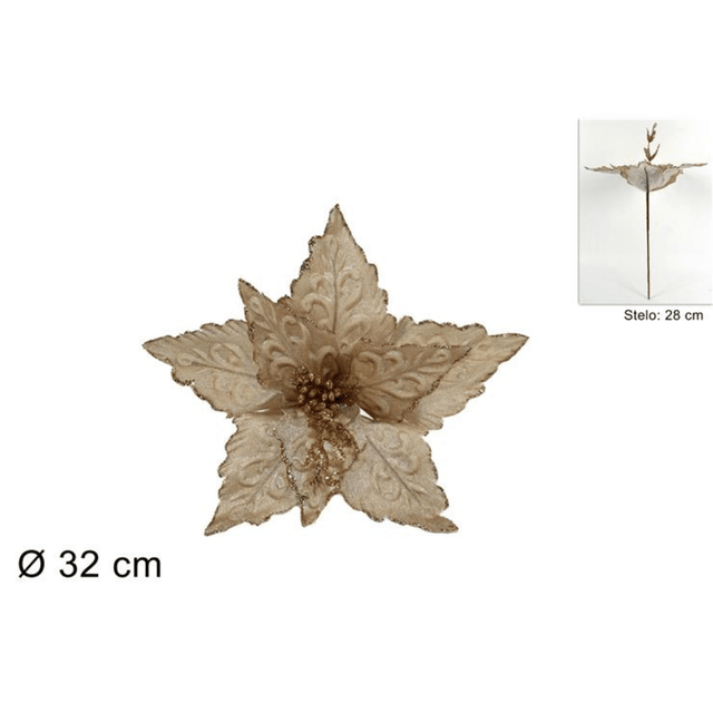 Χριστουγεννιάτικο Λουλούδι Δέντρου Χρυσό Φ32x28cm