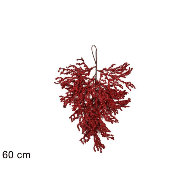 Χριστουγεννιάτικο Διακοσμητικό Κλαδί Κόκκινα Γκι 60cm Welkhome