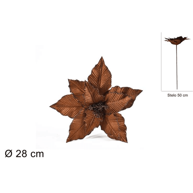 Χριστουγεννιάτικο Λουλούδι Δέντρου Καφέ 50cm Welkhome