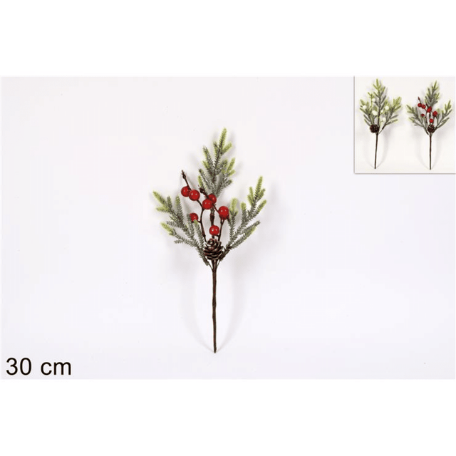 Χριστουγεννιάτικο Διακοσμητικό Κλάδι Γκι και Κουκουνάρι 30cm Welkhome