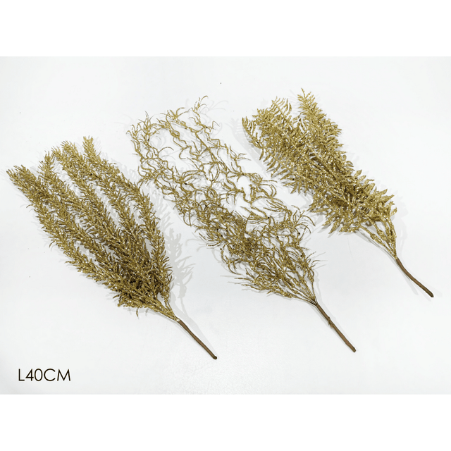 Χριστουγεννιάτικο Διακοσμητικό Λουλούδι με Γκλίτερ Χρυσό 40cm Vesti Casa