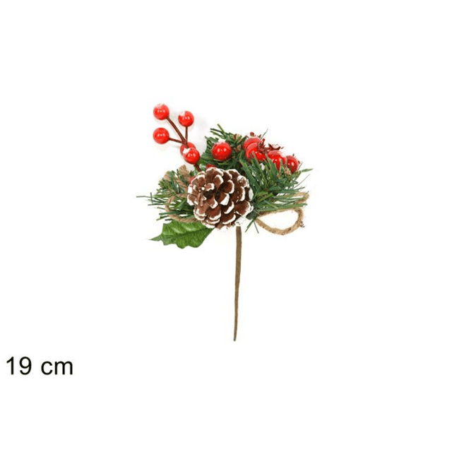 Χριστουγεννιάτικο Διακοσμητικό Κλάδι Γκι και Κουκουνάρι 19cm Welkhome