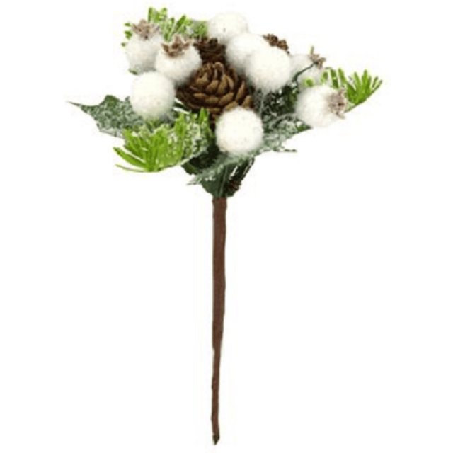 Χριστουγεννιάτικο Διακοσμητικό Κλαδί Λευκό Γκι 16cm Welkhome