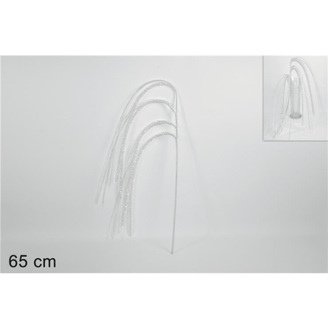 Χριστουγεννιάτικο Διακοσμητικό Κλάδι Λευκό με Γκλίτερ 65cm Welkhome