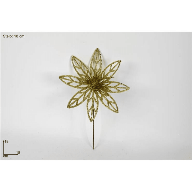 Χριστουγεννιάτικο Διακοσμητικό Λουλούδι Χρυσό με Γκλίτερ 18cm Welkhome