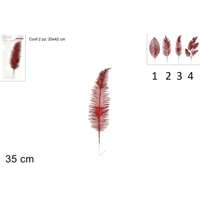Χριστουγεννιάτικο Διακοσμητικό Κλάδι Κόκκινο Γκλίτερ Σετ 2Τεμ. 35cm Welkhome