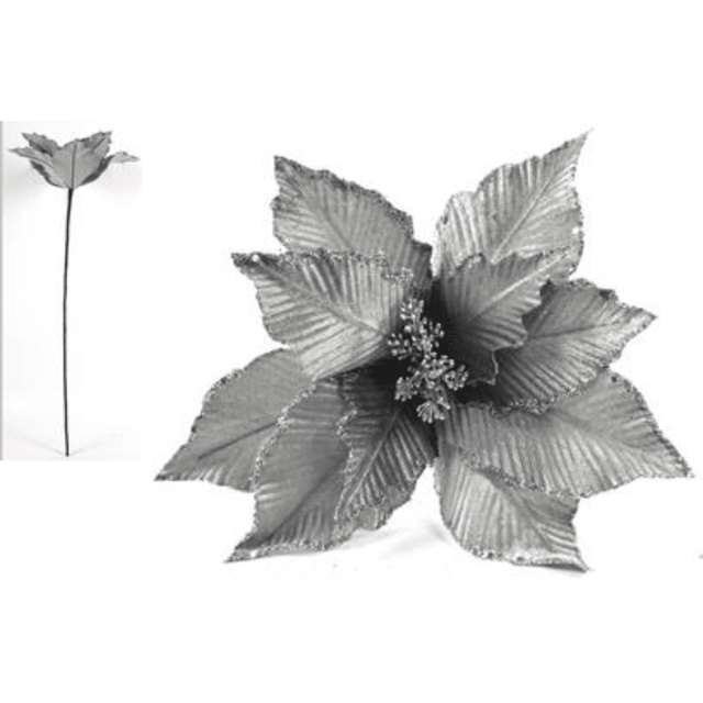 Χριστουγεννιάτικο Λουλούδι Δέντρου Ασημί Φ28x50cm Welkhome