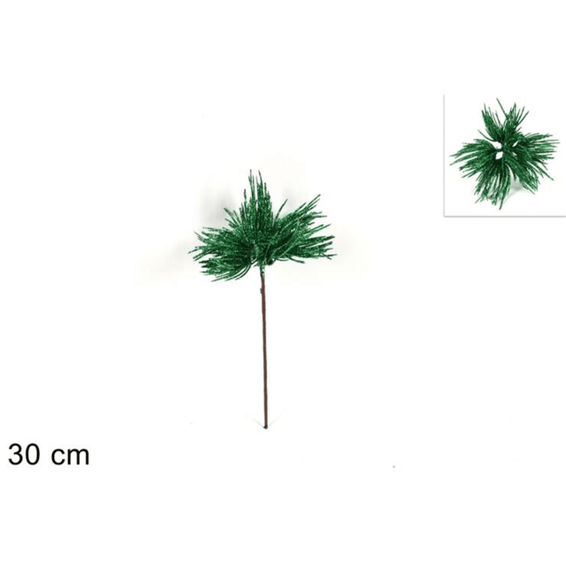 Κλωνάρι Διακοσμητικό με Γκλίτερ 30cm Art.B2M-28/GREEN Welkhome