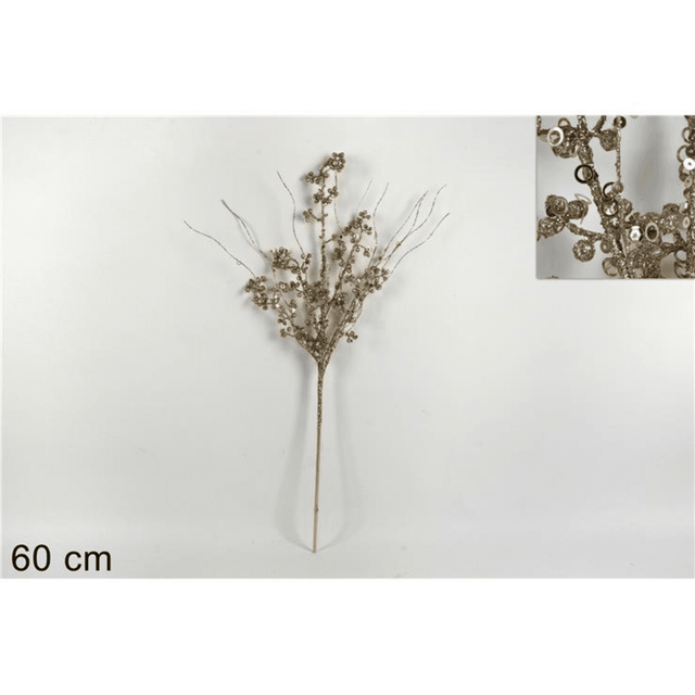 Χριστουγεννιάτικο Διακοσμητικό Λουλούδι Σαμπανιζέ Γκλίτερ 60cm Welkhome